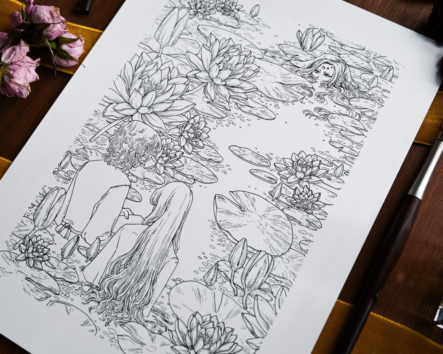 A Dark and Drowning Tide — original ink drawing by Erica Williams (HookieDuke) (view 6)