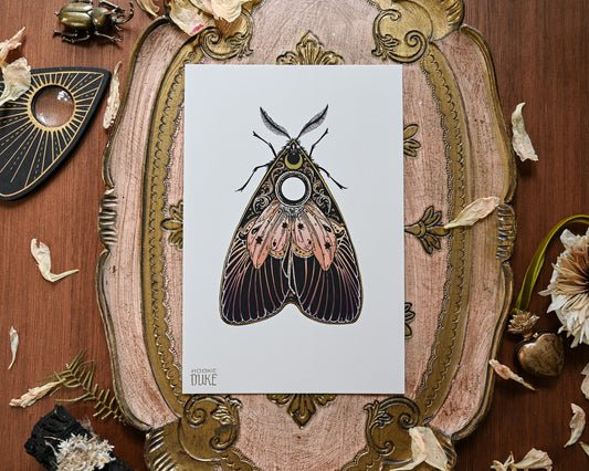 Moth Planchette Gold Mini — gold foil mini print by Erica Williams (HookieDuke)