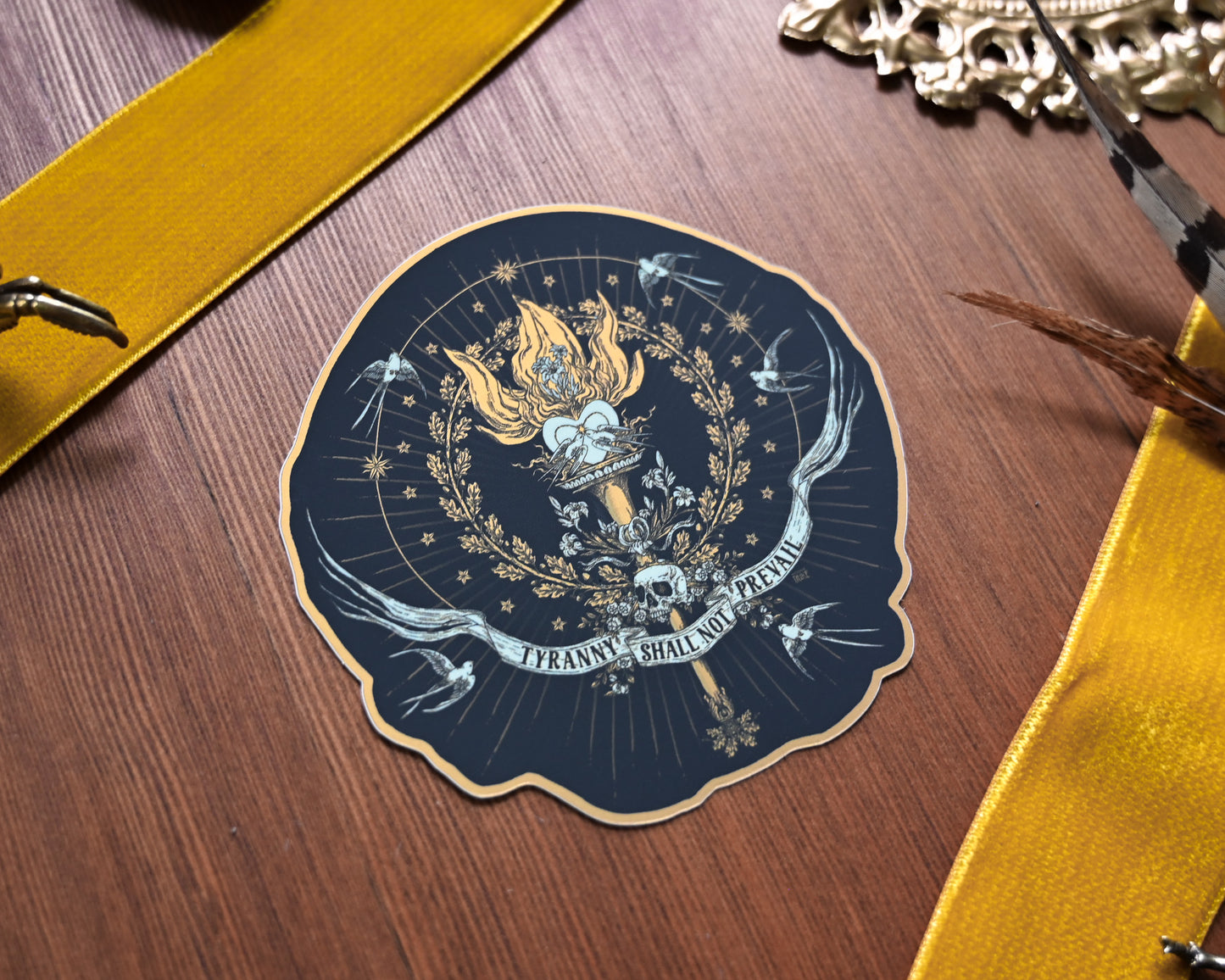 Against Tyranny Metallic Sticker